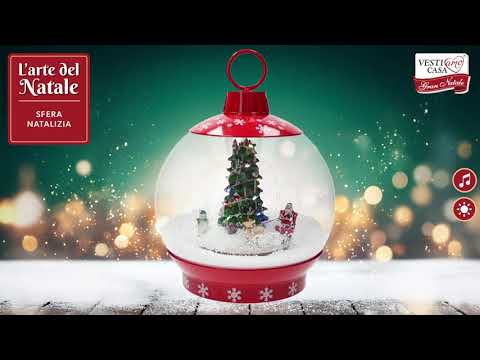VESTIAMO CASA GRAN NATALE - Sfera Natalizia con Effetto Neve, Musica e Luci LED - h32 cm diametro 25 cm